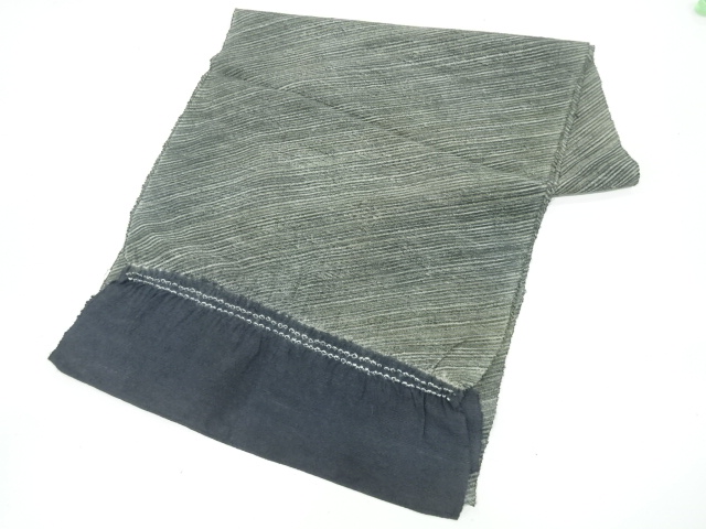 リサイクル　正絹　手織り紬絞り斜め縞模様男物兵児帯（250センチ）